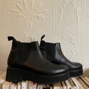 Black Leather Grenson Chelsea Boots with platform